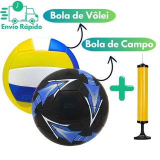 Bola De Vôlei E Campo + Bomba De Ar Portátil Manual Jogos Para Praia Campo Quadra