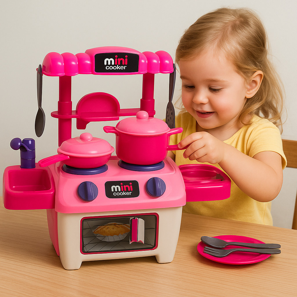 Mini Fogão Brinquedo Casinha Panelinha Colher Comidinha Faz De Conta Boneca Criança Diversão