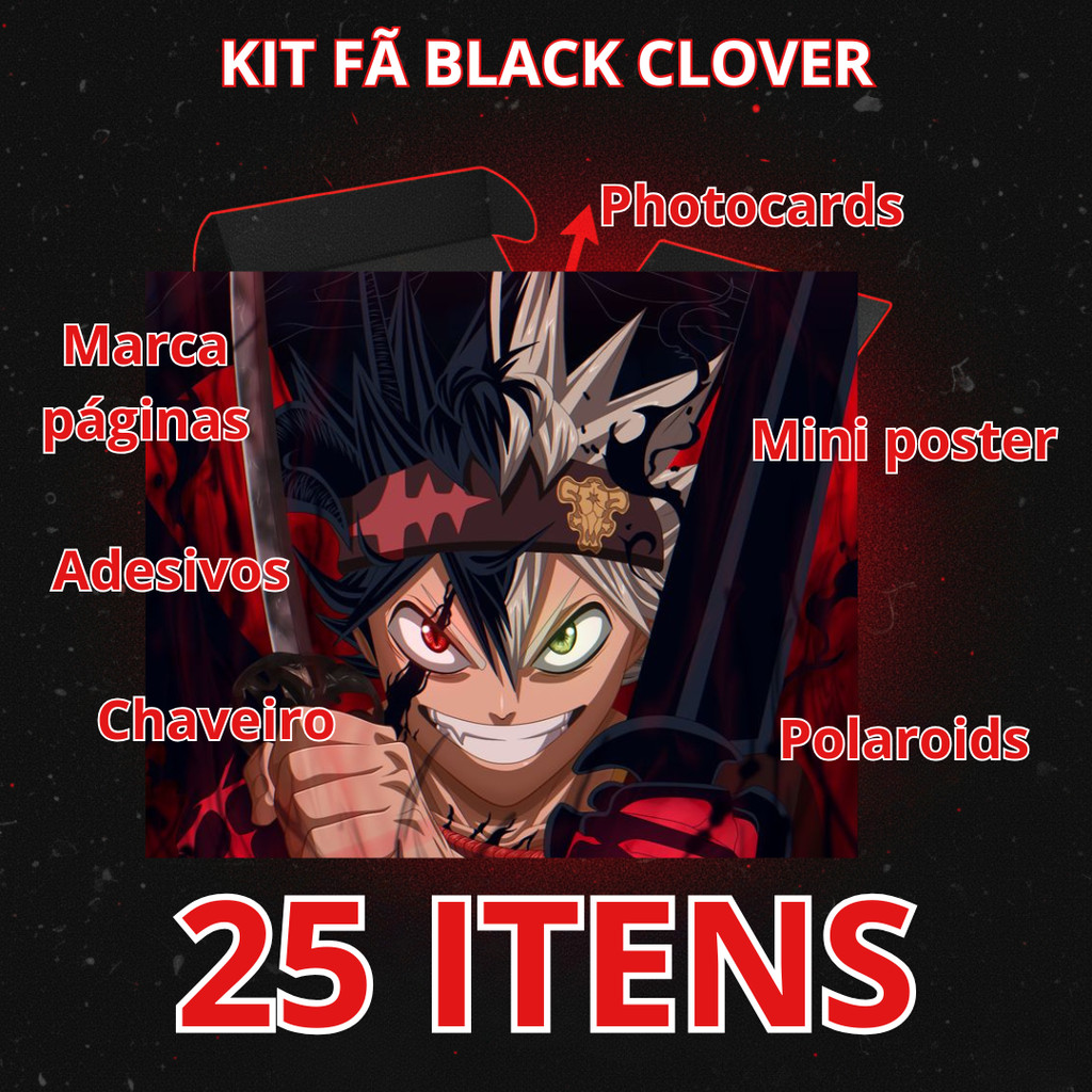 Kit Fã Black Clover Photocards Polaroids Adesivos Poster Chaveiro Presente Anime