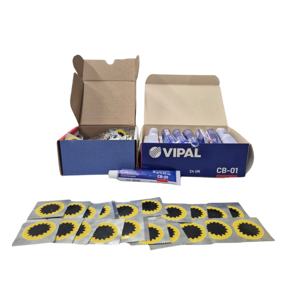 50 Remendos + Cola Vipal para Bicicleta e Moto | Kit Reparo Pneus | 20 a 50 Unidades