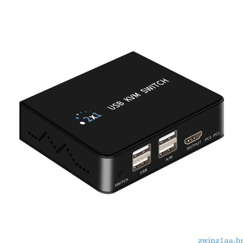 zwinz1aa USB KVM HDTV Switcher Divisor Caixa 2 PC Compartilhando Dispositivos Para Computador Impressora Teclados Mous