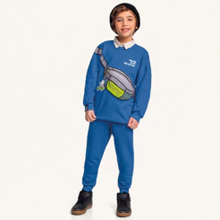 Conjunto infantil menino blusão e calça pochete Fakini