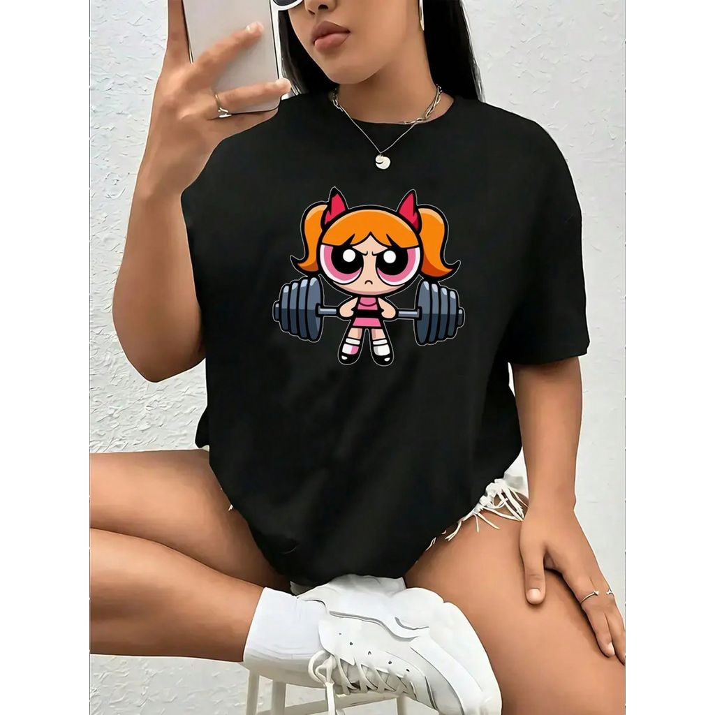 Camiseta Meninas Poderosas Academia Gym Musculação Desenho Camisa Blusa Unissex Masculino Feminino 100%Algodão Plus Size