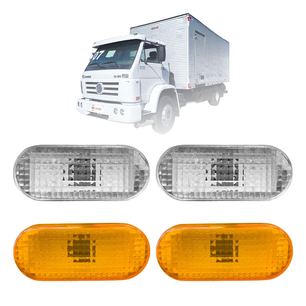 Kit 2 Lanternas Lateral Caminhão VW Worker 2000 a 2015 13170 13180 15170 15180 Ambar ou Cristal