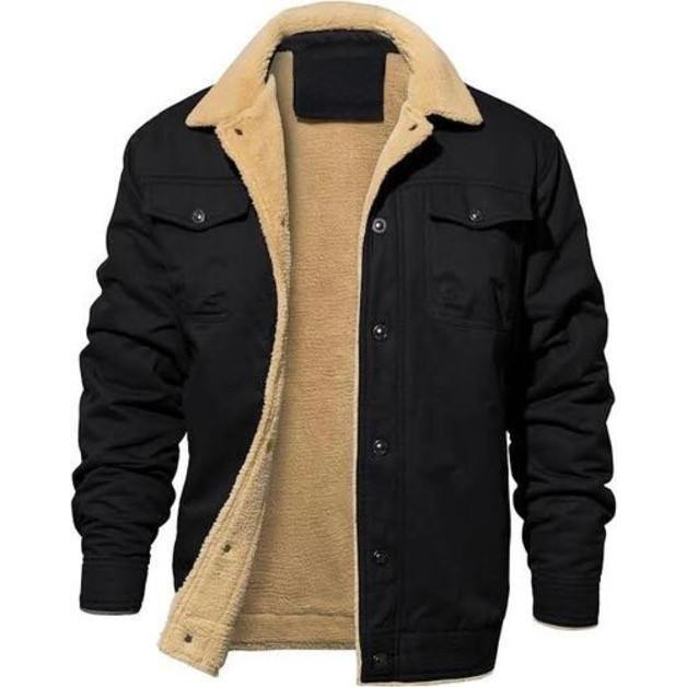 Jaqueta Masculina Sarja Forrada Lã Sherpa Casaco De Frio Inverno Bobojaco Reforçado Premium Confortável - Tamanho M