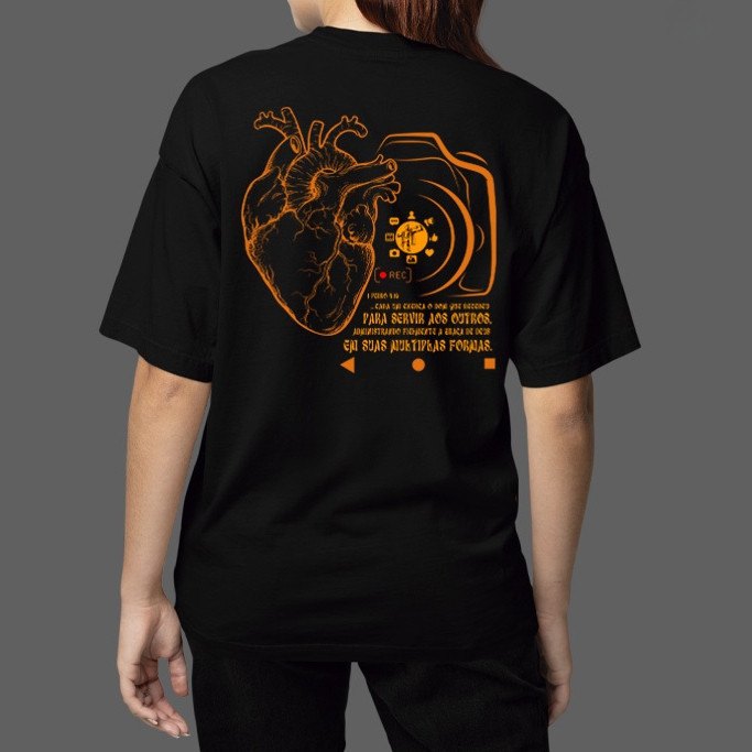 [Camiseta Premium em Algodão Puro]SISI Camiseta Oversized T-shirt Equipe de Mídias Igreja Camisa Confortável De Unissex 
