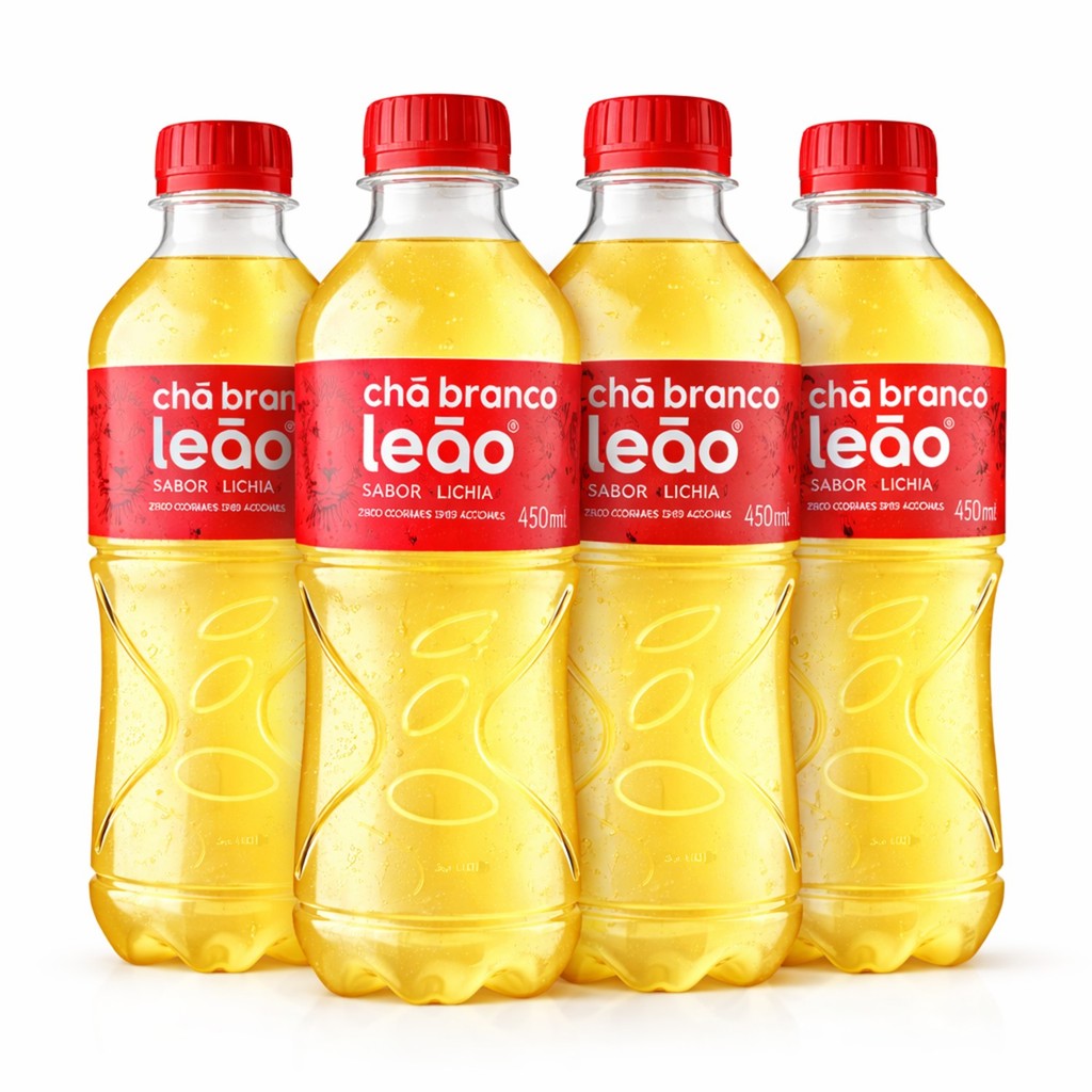 Kit 4 Chá Branco com Lichia Zero Leão 450ml