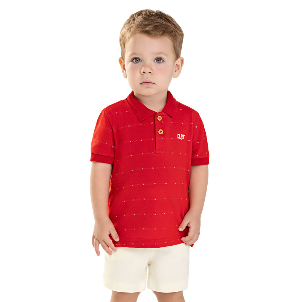 Conjunto Infantil Menino Polo Trabalhada Colorittá Vermelho