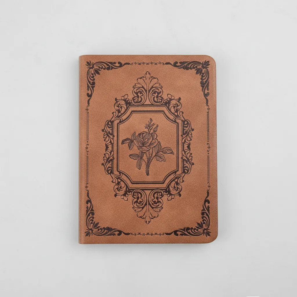 Caderno Diário Flor Retrô Agenda Fichário Esboço Couro Papel
