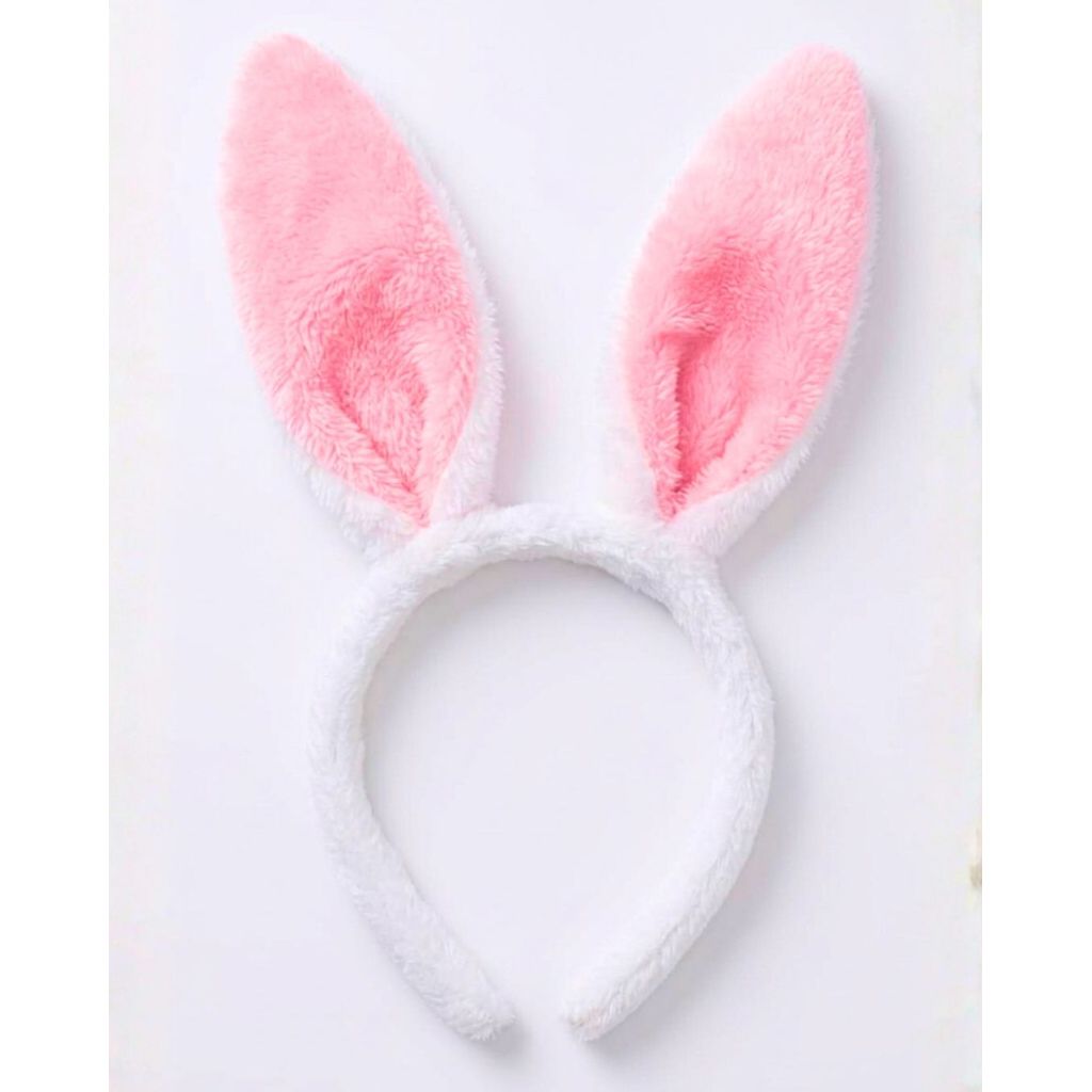 Tiara Coelho Fantasia Arco Pelucia Orelhas Adorno Acessorio Branco - YDH3026