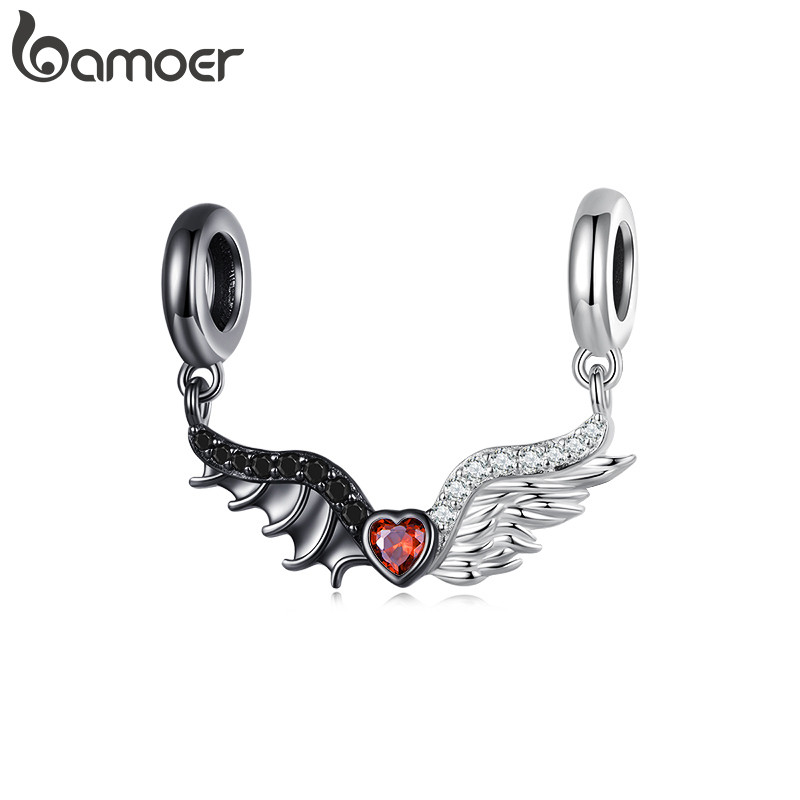 Bamoer Bead Devil E Angel Pingente DIY Pulseira Colar Acessórios Para Presentes Femininos