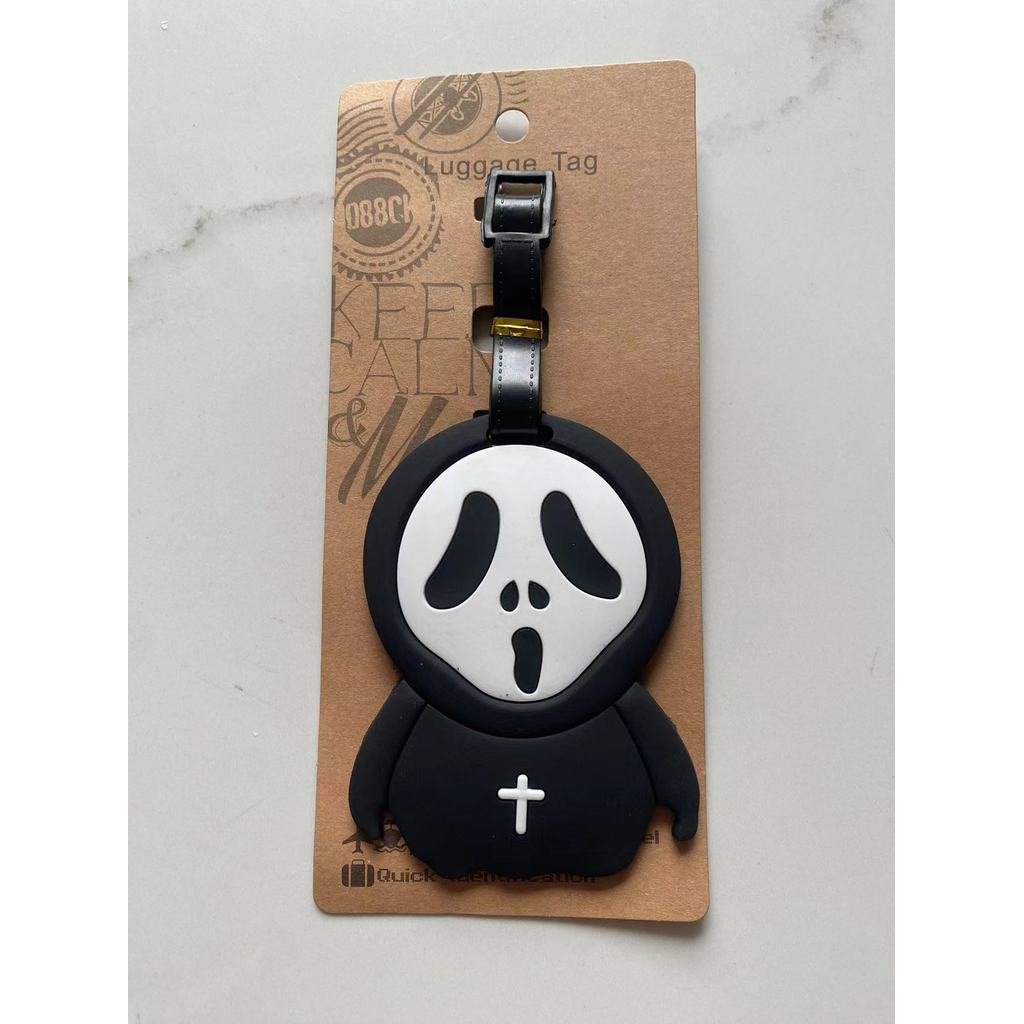 Etiqueta de bagagem fofa indispensável para viagem antes da véspera de Natal Etiqueta de bagagem de abóbora com caveira 