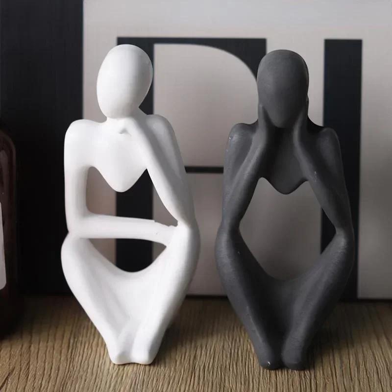 DIY Criativo Artesanal Pensador Estátua Molde De Silicone Arte Abstrata Corpo Humano Gesso Ornamento Resina Cola Epoxy D