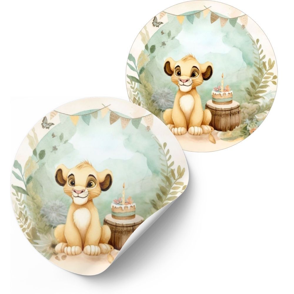 Adesivo Redondo Rei leão aquarela - 4cm Kit decoração de Lembrancinha Festa Infantil  Papelaria Personalizada Temática