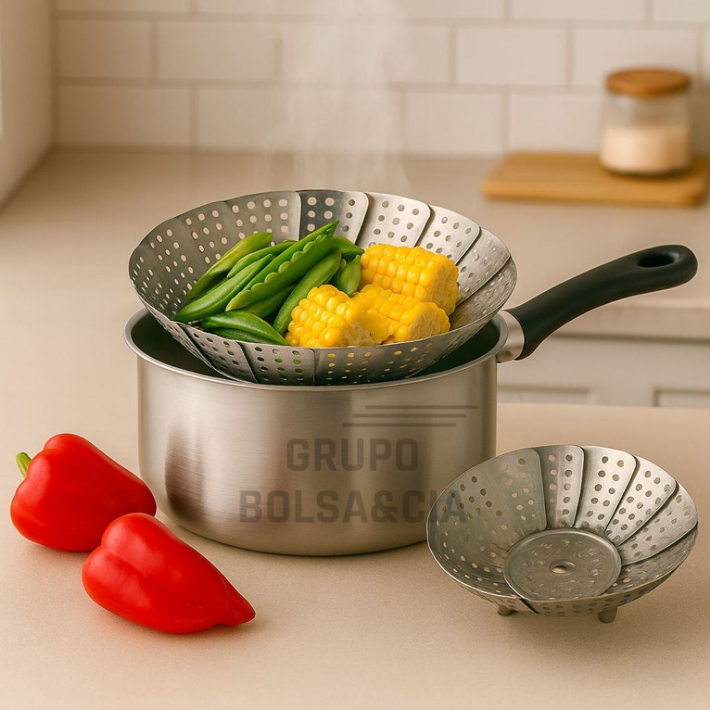 Imagem Cesto de Cozimento A Vapor Legumes Folhas Inox Cozinhar Legumes no Vapor Panela