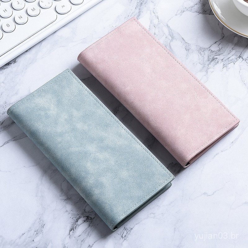 Carteira masculina longa, ultrafina, com múltiplos compartimentos para cartões, carteira simples de couro macio, grande 
