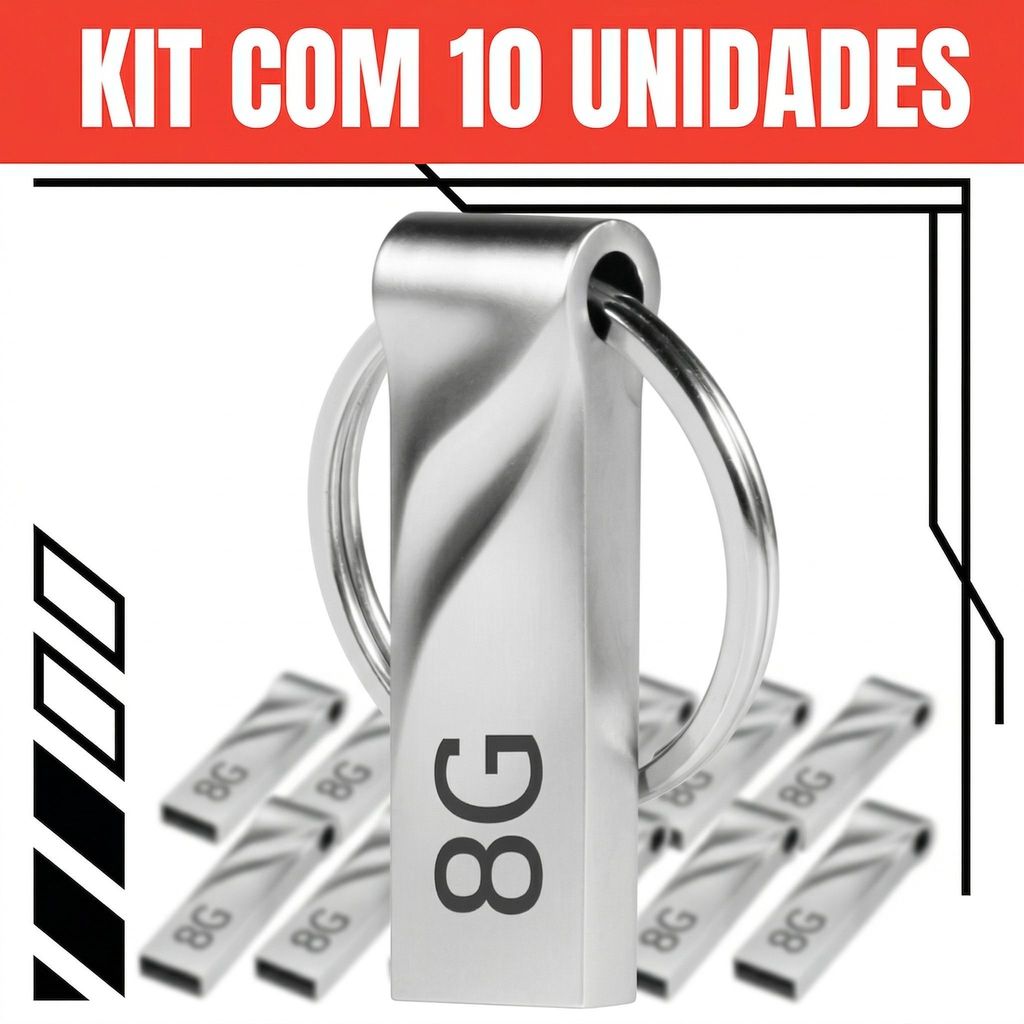 Kit 10 USB 8GB Metal Pendrive USB 2.0 Flash Drive