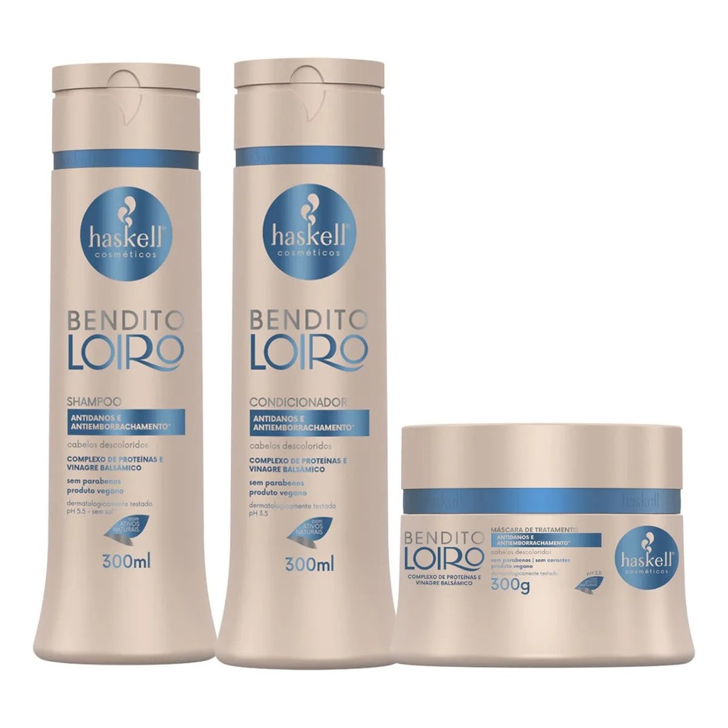 Kit Bendito Loiro 300gr Haskell (3 itens) | Shampoo, Condicionador e Máscara
