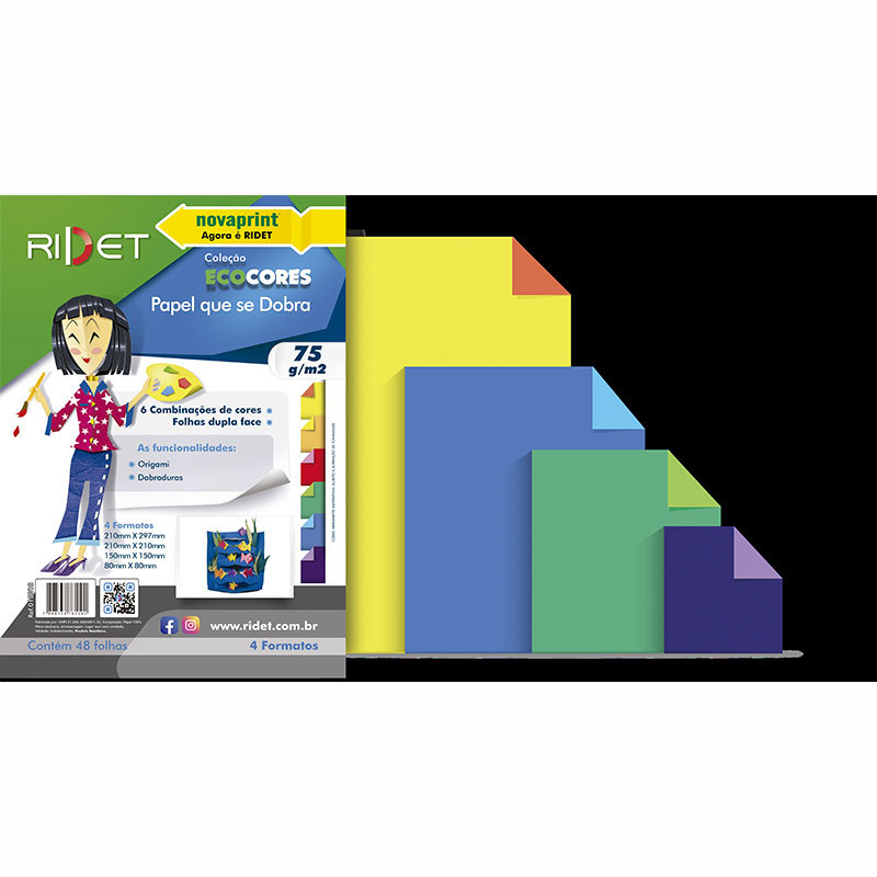 Kit de papel que dobra ecocores 75g 48fls 6 cores 010010 Novaprint / Ridet