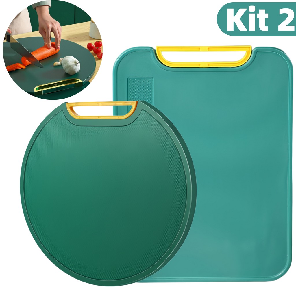 Tábua de Corte Redonda e Quadrada – Polietileno Antibacteriano, para Carnes, Legumes e Frutas