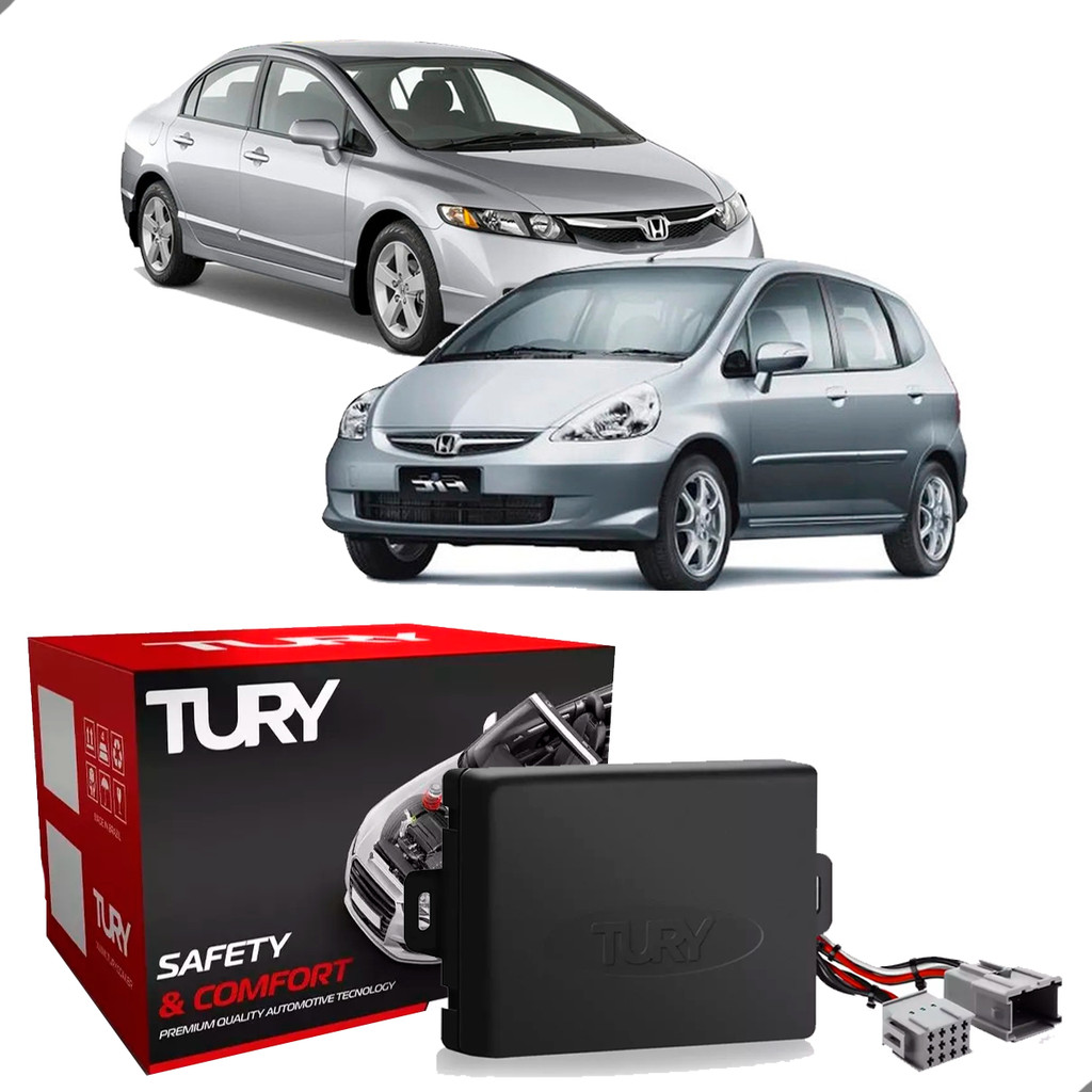 Módulo Vidro Elétrico Tury PRO 4.8DP Antiesmagamento Honda Fit 2004 a 2008 Civic 2003 a 2006 4 Portas Automação Completa