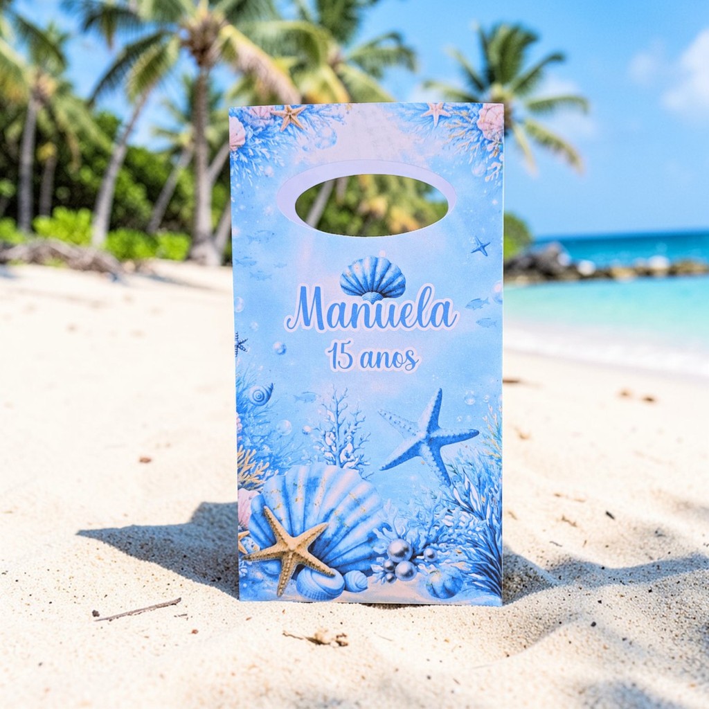 PEGUE E MONTE - Sacolinha Surpresa Personalizada OCEANO - Fundo do mar Adulto - Lembrancinha para festa