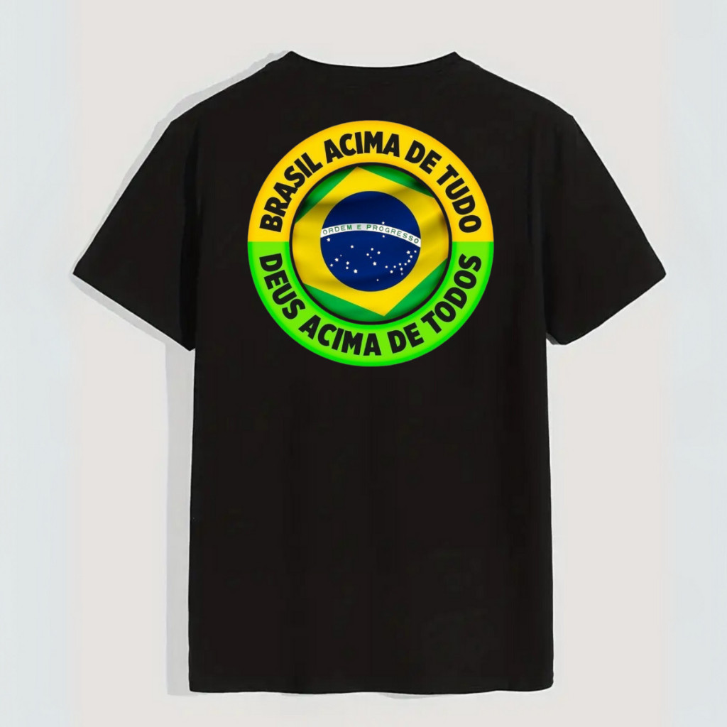 Camisa Bolsonaro Presidente do Brasil Masculina DTF BRASIL ACIMA DE TUDO DEUS ACIMA DE TODOS