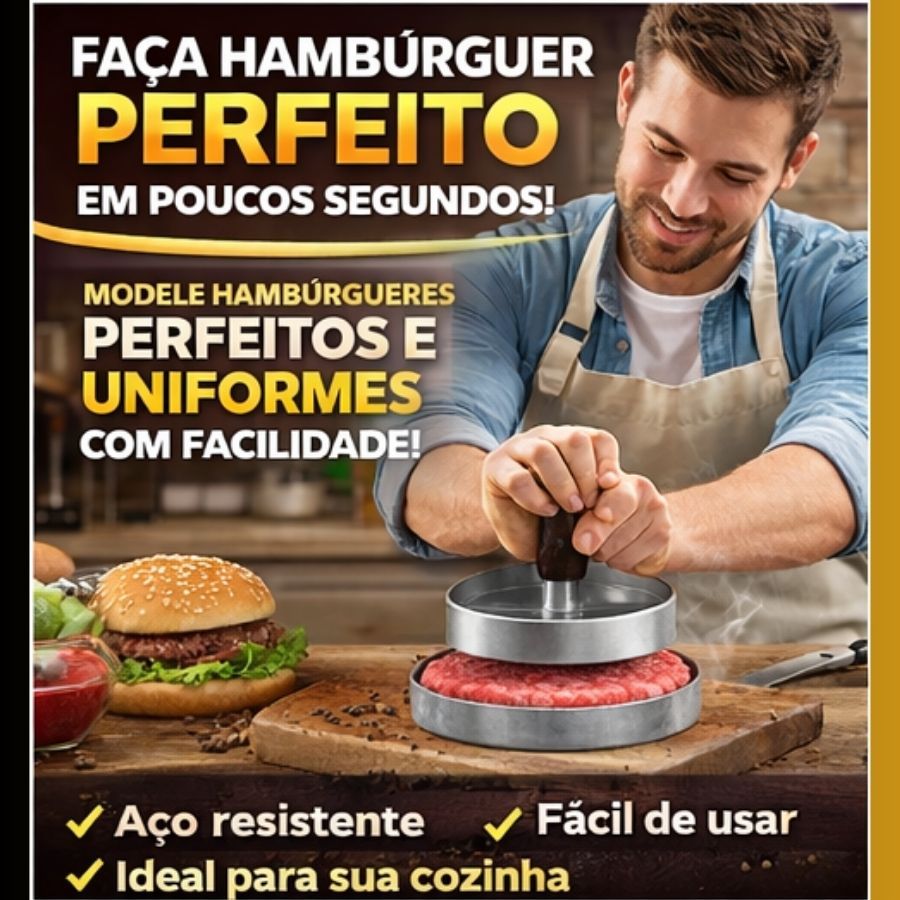 Forma Modeladora de Hambúrguer – Faça Hambúrguer Caseiro de Forma Fácil, Rápida Liga De Alumínio