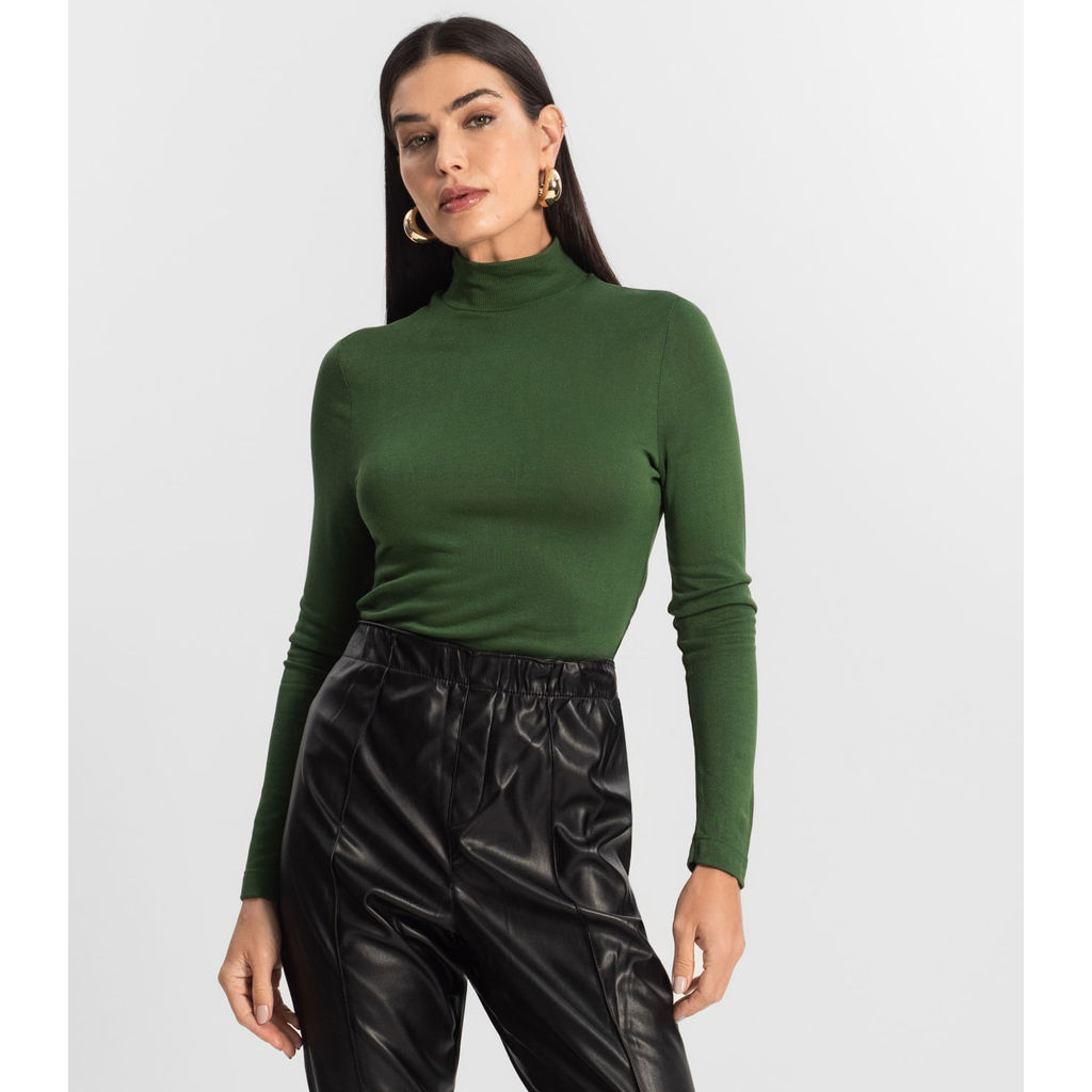 Blusa Manga Longa Vico Tricot Básica Endless Verde
