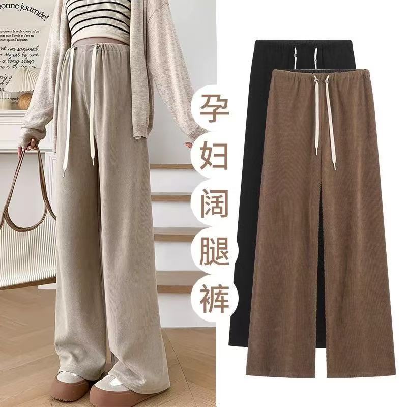 Outono inverno calças para mulheres grávidas mais veludo engrossado calças de perna larga exterior Wear 2025 novo estilo