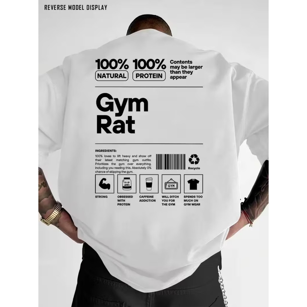 Camiseta Masculina Academia Gym Rat Lançamento 100% algodão Unissex Plus Size Oversized Premium - Estampaê