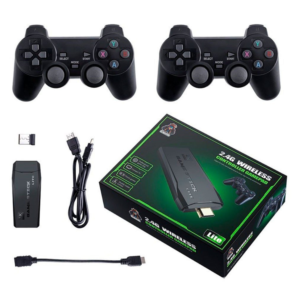 Imagem Videogame Stick 10mil 2 Controles Sem Fio Console  Portatil Jogos Retro Antigo
