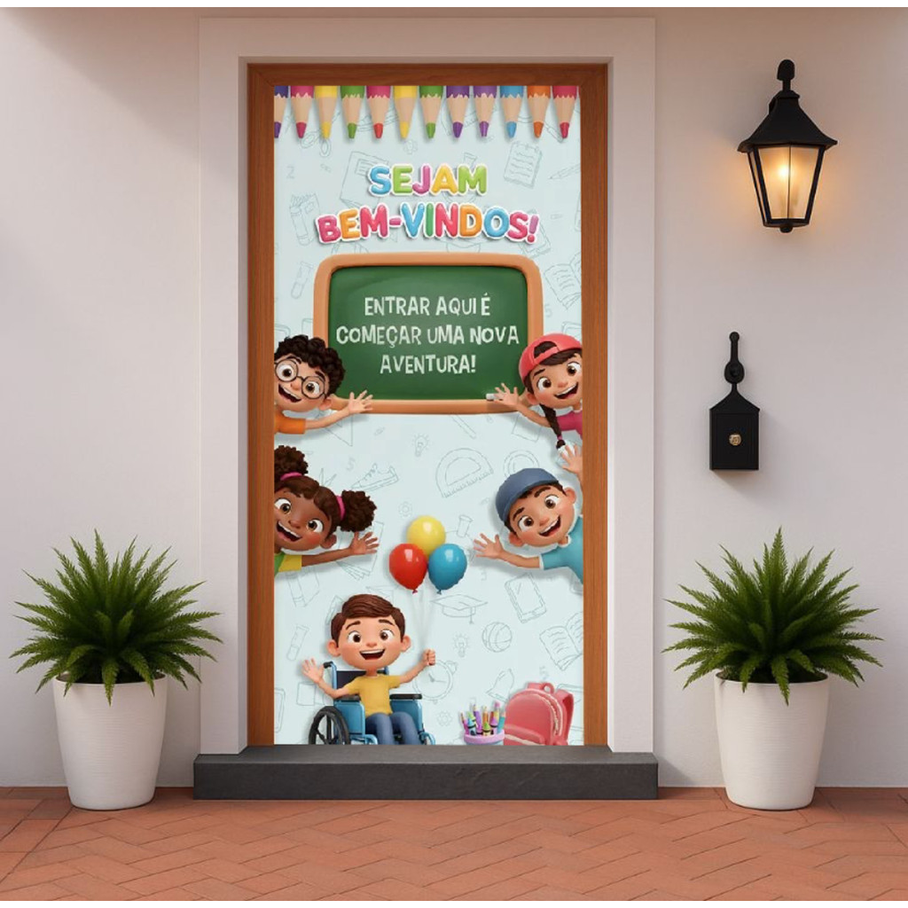 Capa Porta 0,85x2,10 Banner Porta Classe Educação Infantil Receber Alunos Novo Período em Oferta na Shopee