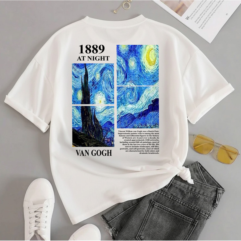 Camiseta T-shirt Unissex Algodão Van Gogh Vintage 1889 FASHION em Oferta na Shopee