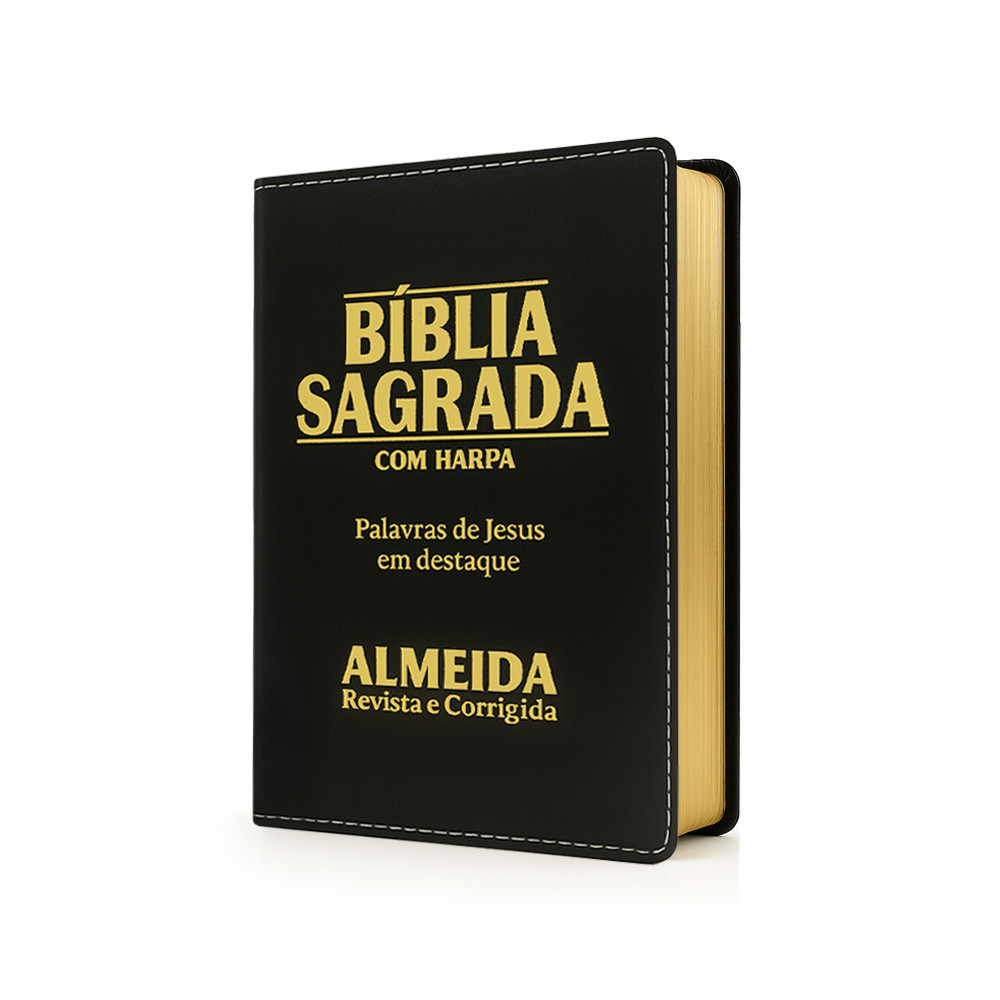 Biblia Sagrada Letra Grande - Luxo - Preta - C/ Harpa em Oferta na Shopee