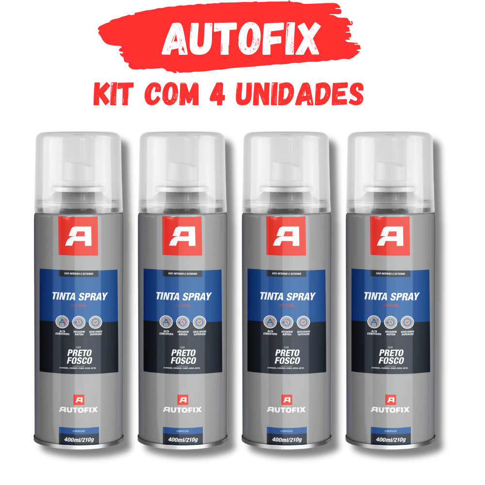 Kit 4 Tinta Spray de pintura Uso Geral 400ml - Preto Fosco em Oferta na Shopee