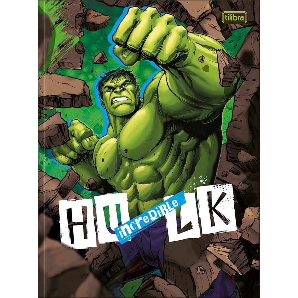 Caderno Hulk Marvel Tilibra Universitário 80 Folhas – Brochura Capa Dura Decorada, 3 Capas Disponíveis