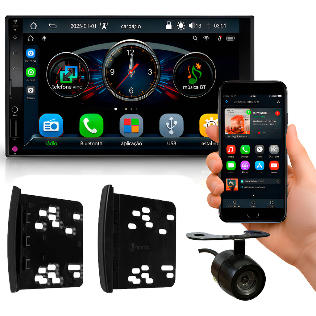 KIT CENTRAL MULTIMIDIA ROADSTAR 7 POL RS7007BR CARPLAY FORD KA 99/11 FOCUS 01/08 ESCORT 01/03 RANGER F250 93/12