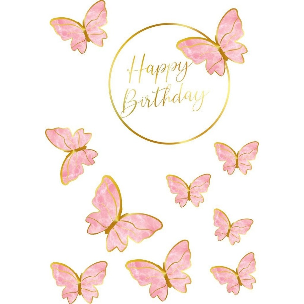 Topo Topper de Bolo Borboletas Parabéns em Oferta na Shopee