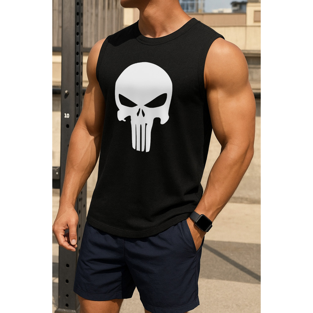 Regata Masculina Justiceiro 100% Algodão Camisa Cavada