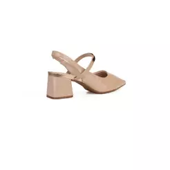 Scarpin Slingback Bebecê Salto Bloco Com Tira Metalizada