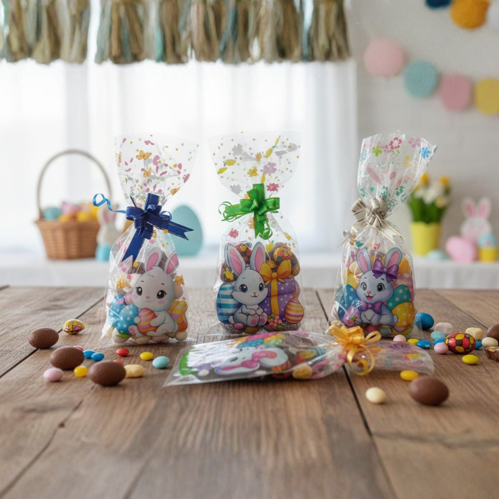 Saquinho de Pascoa c/ Laço + Arame Embalagem Kit 50un Saco para doces e lembrancinhas decoração em Oferta na Shopee