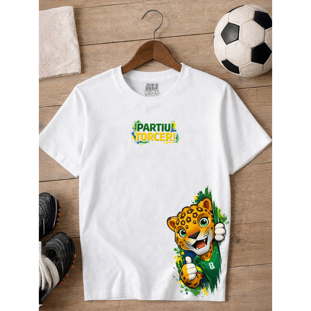 Blusa Camiseta Infantil Para Crianças Copa Do Mundo Partiu Torcer