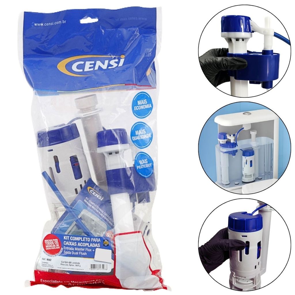 Kit Completo Caixa Acoplada Dual Flush Universal - Censi em Oferta na Shopee