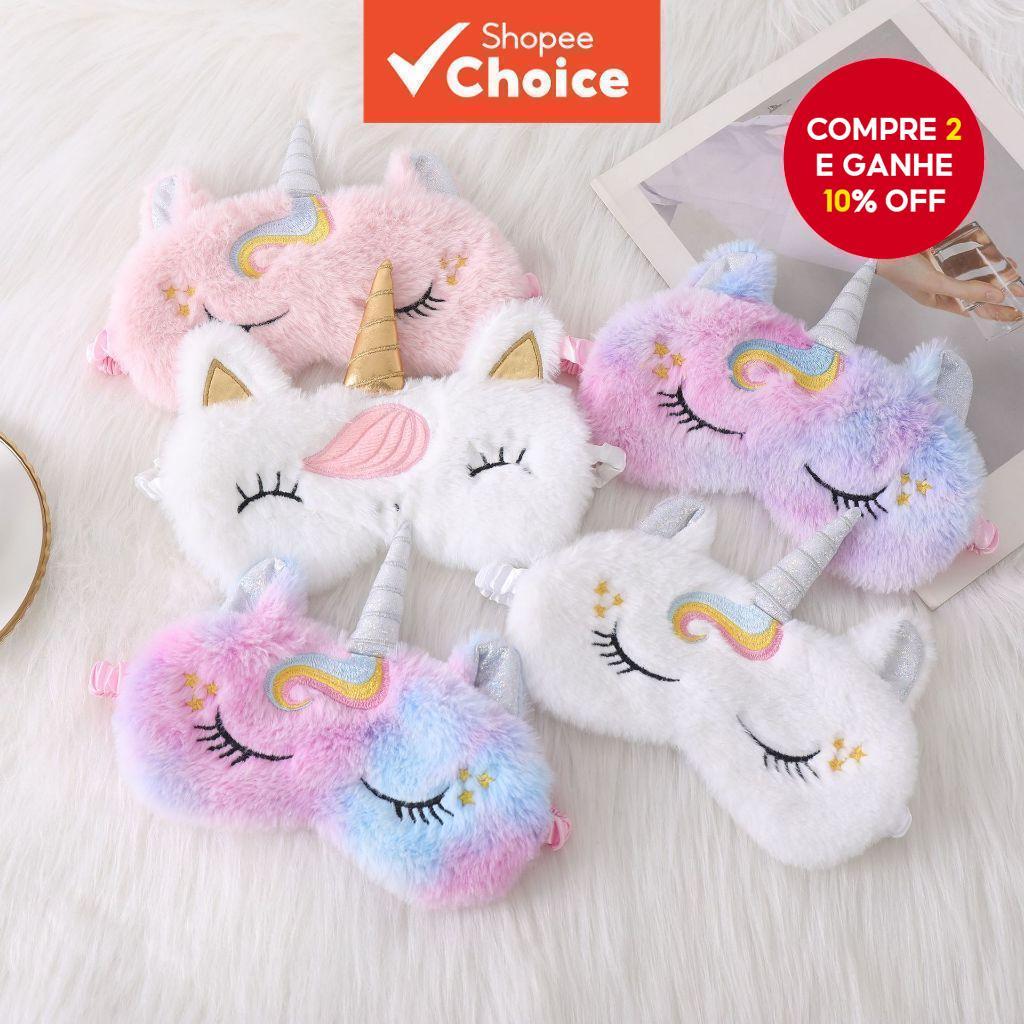 Imagem Máscara De Dormir De Unicórnio Para Crianças-Capa Fofa De Desenho Animado Viagens E Cochilos ​