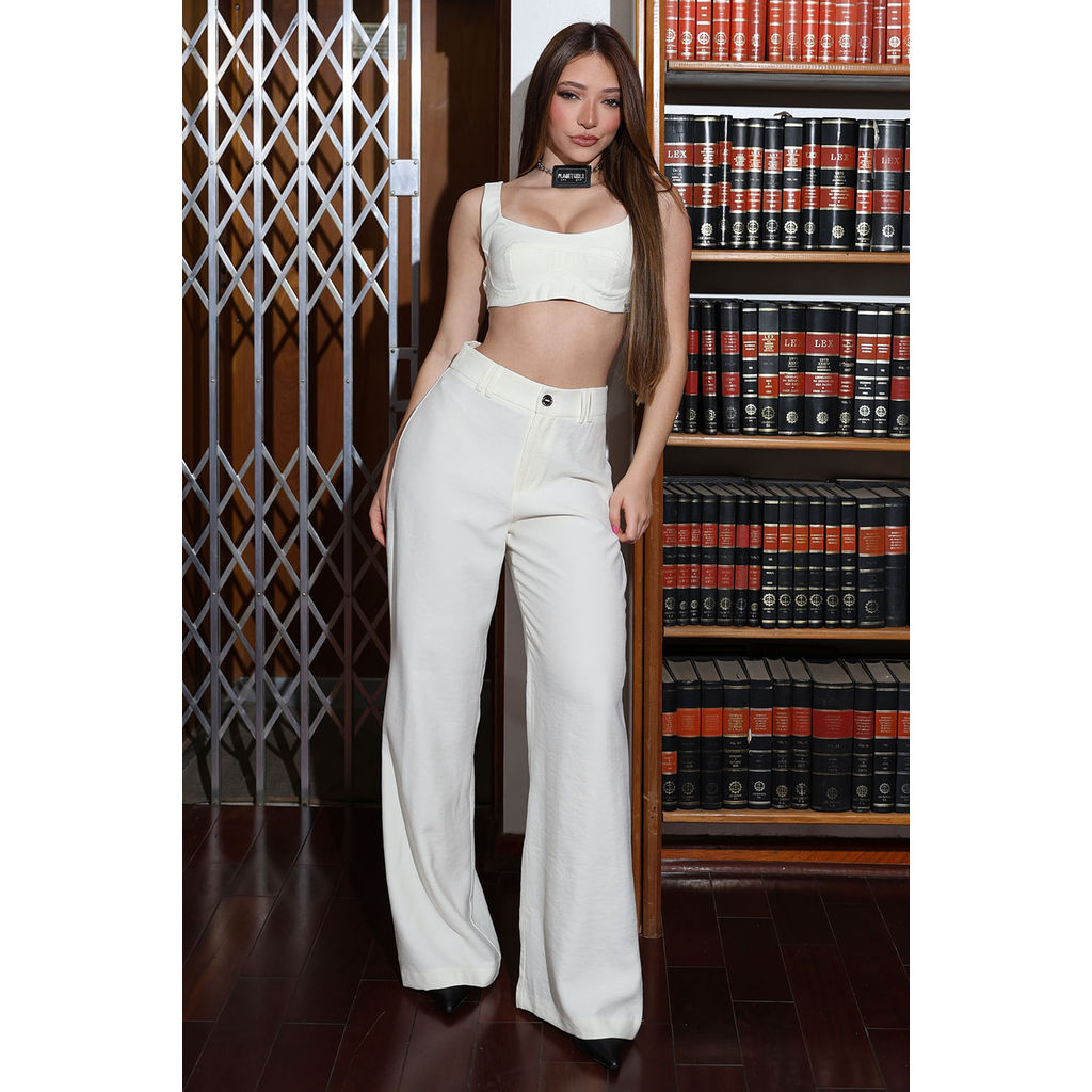 Calça Feminina Alfaiataria Girl Boss Planet Girls Branco em Oferta na Shopee