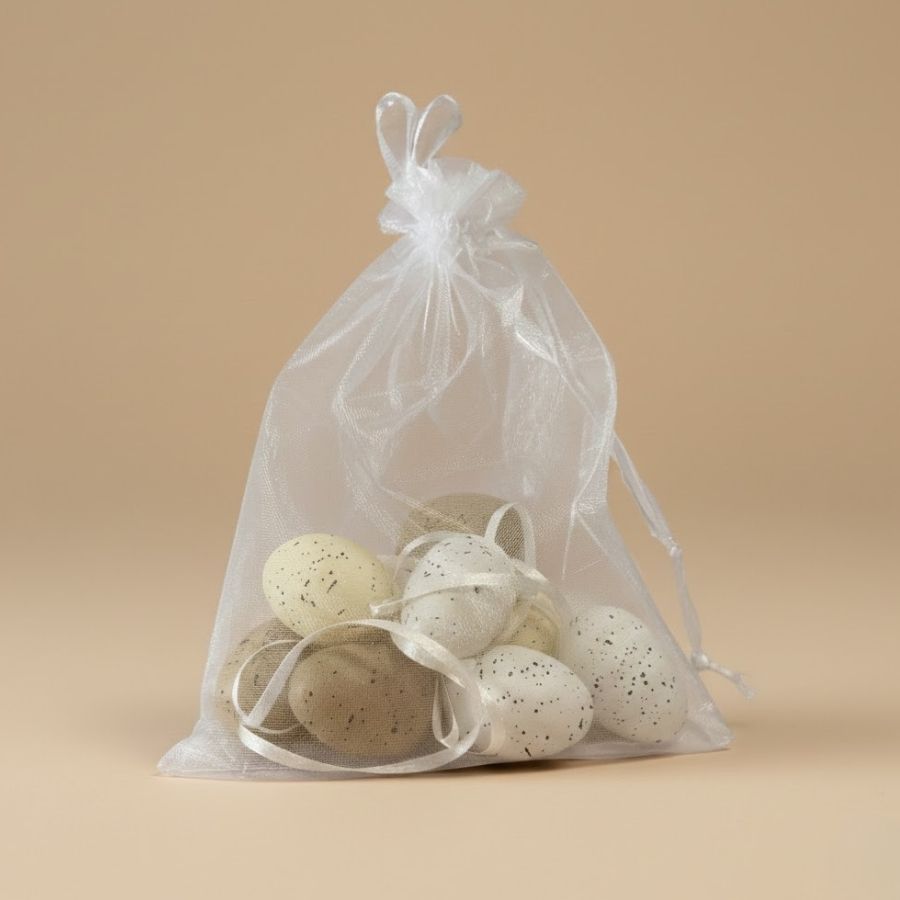 Ovo de Páscoa Decorativo para Pendurar - Respingos - Branco,Amarelo e Marrom - 4x2cm - 9 unidades - Cromus - Rizzo em Oferta na Shopee