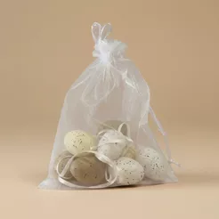 Ovo de Páscoa Decorativo para Pendurar - Respingos - Branco,Amarelo e Marrom - 4x2cm - 9 unidades - Cromus - Rizzo