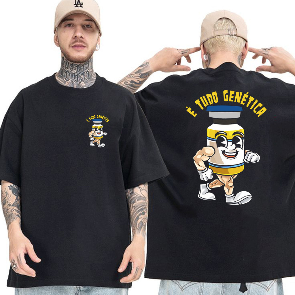 Camiseta Treino Academia é Tudo Genética Camisa Maromba Basica Plus Size Oversized Unissex Algodão