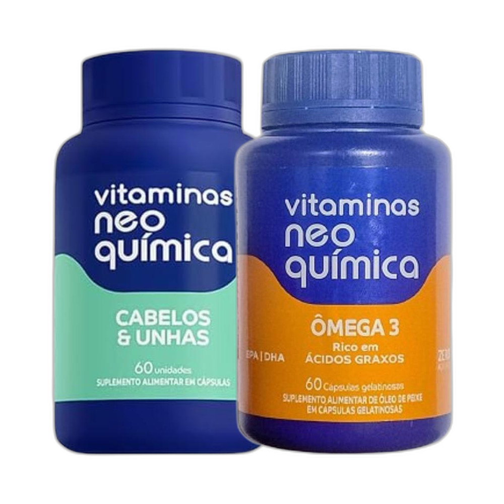 Kit Cabelos e Unhas 60 Cps + Ômega 3 60 Cps - NEO QUIMICA em Oferta na Shopee
